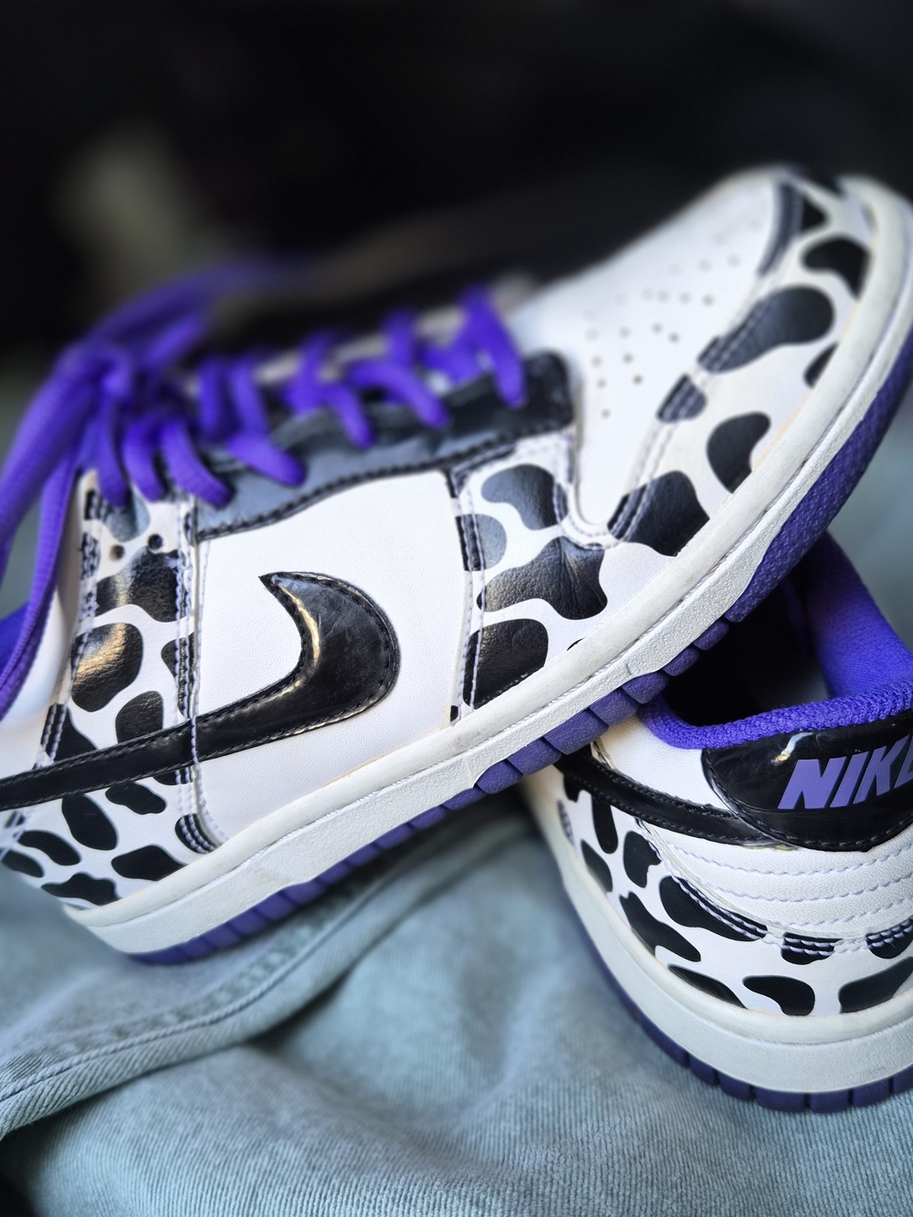 Nike Dunk Low Dalmatian Cow Print Purple 2008 Vintage GS Sneakers Size 4.5Y